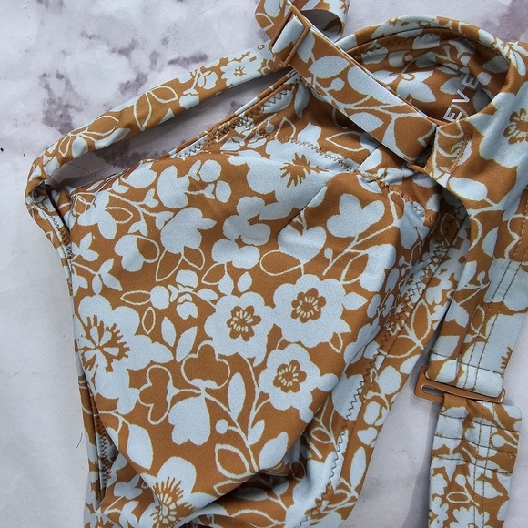 Everlane Swim Top Large Blue Honey Floral Bikini Scoop Neck Nyle Square … - Picture 13 of 15